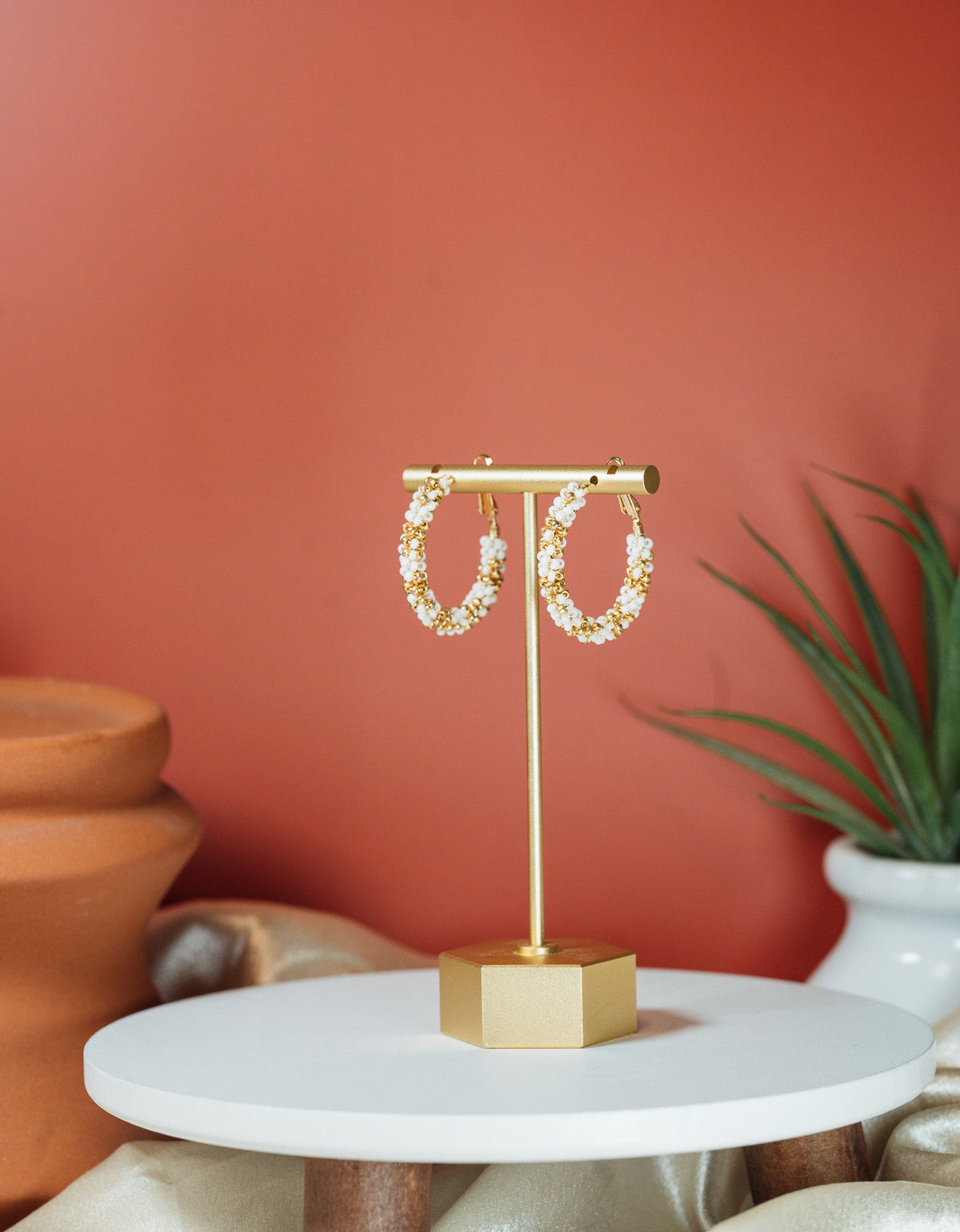 Jacaranda Beaded Hoop Earrings