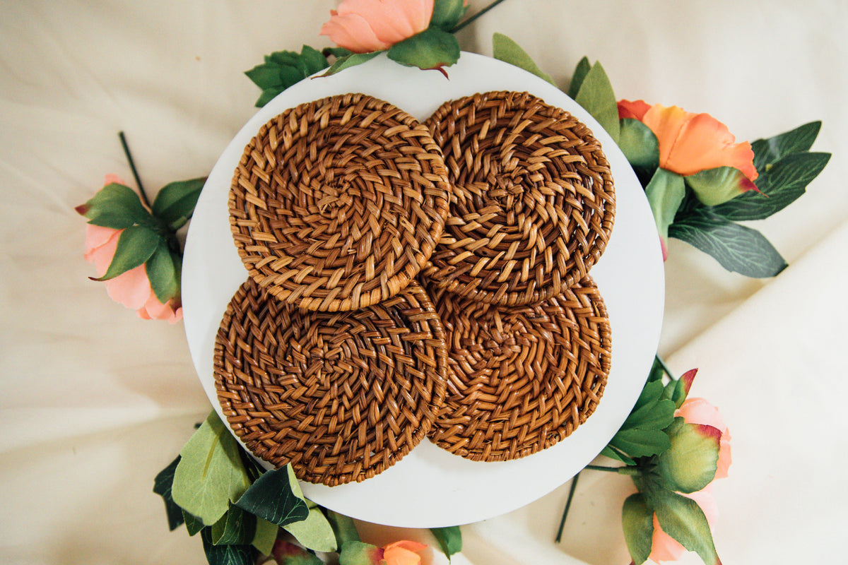 Wicker Coaster Set