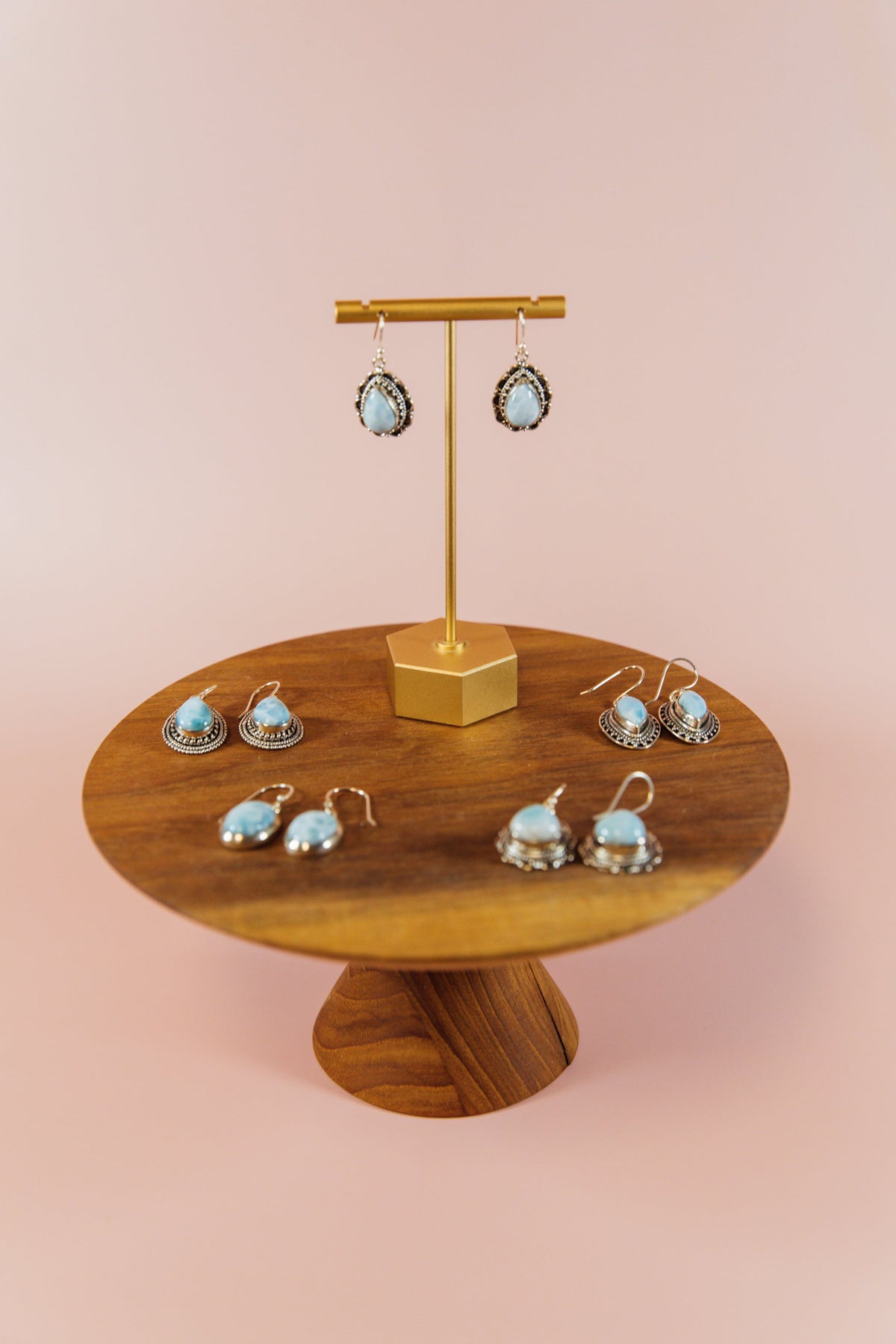 Larimar Pendant Sterling Drop Earrings