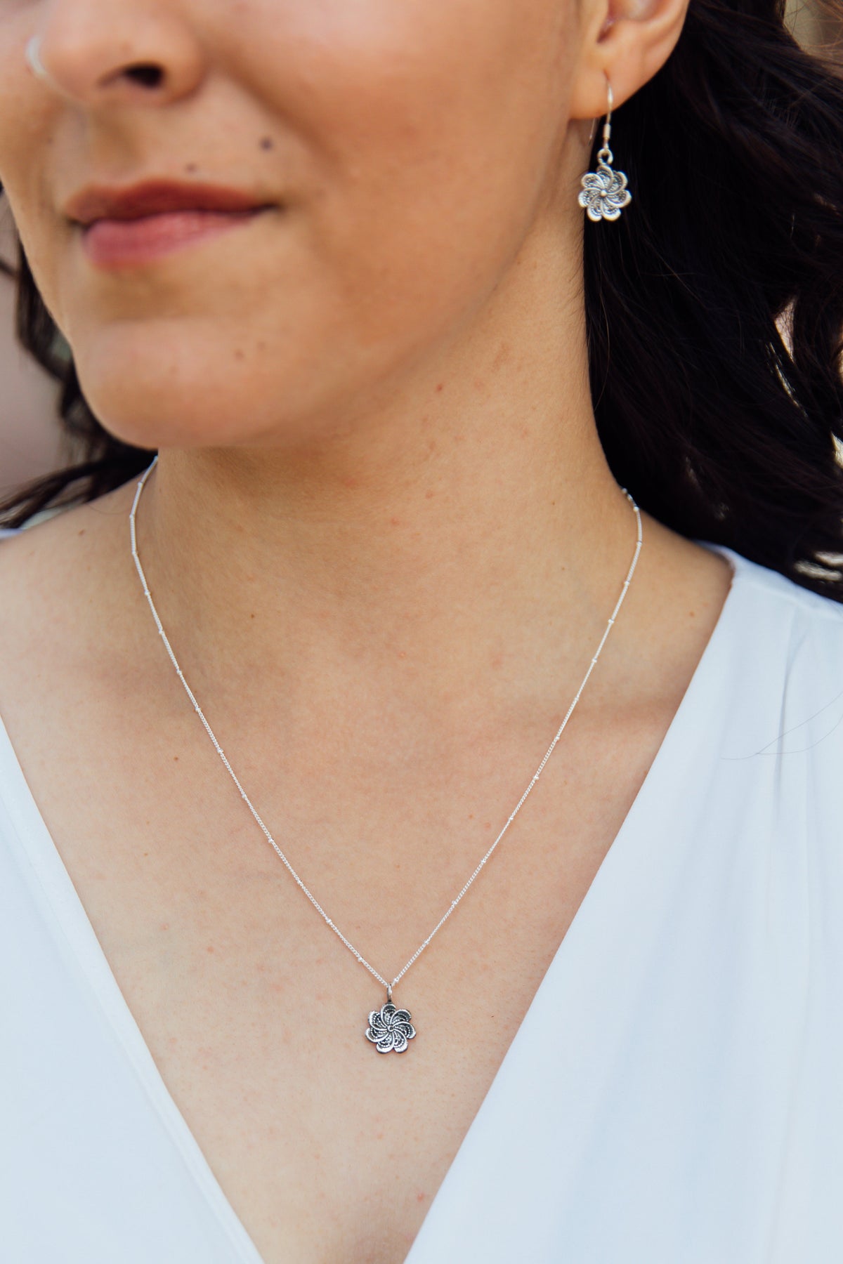 Lakshmi Flower Sterling Necklace