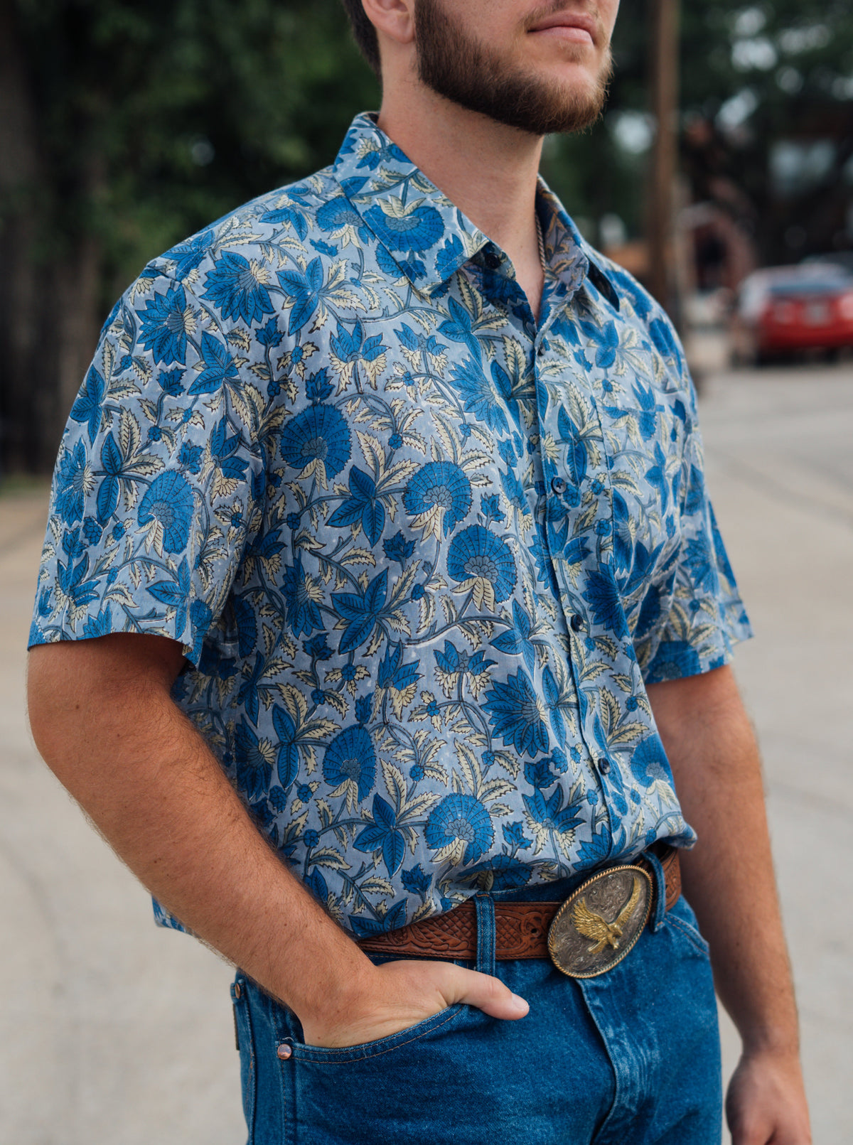Hand Blocked Cotton Men's Shirts