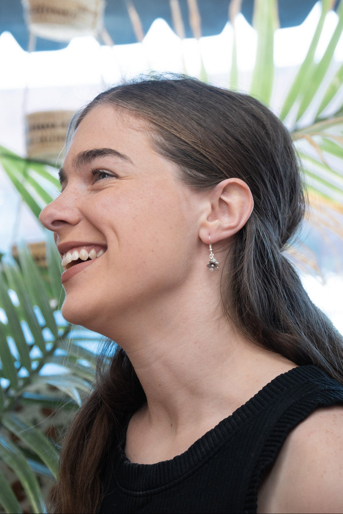 Floral Sterling Silver Drop Earrings